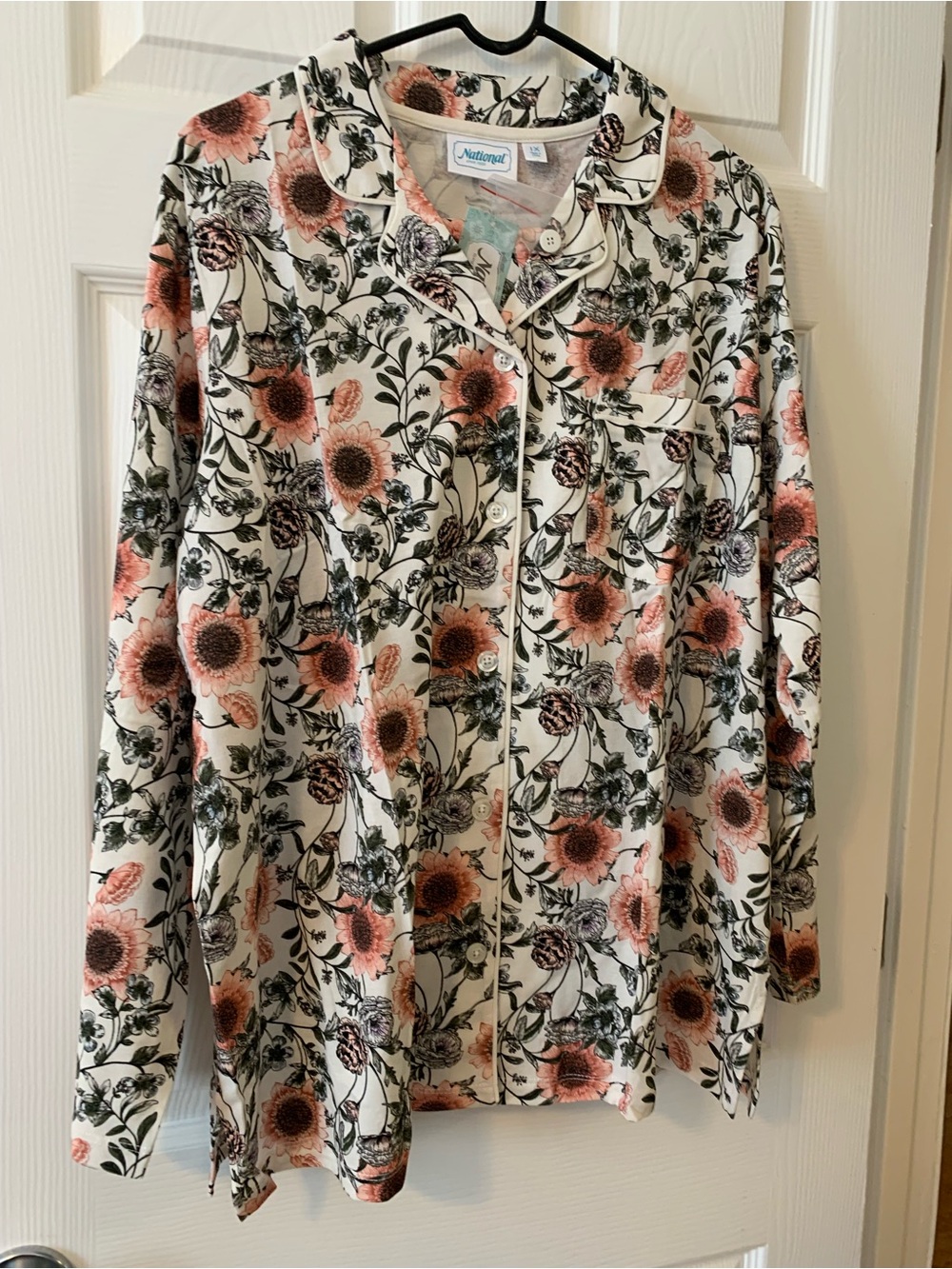 Women's Floral Button-Up Top and Pants pajama set